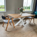 Solid Oak Dining Table Natural / Star Frame White / Strachel A.F.