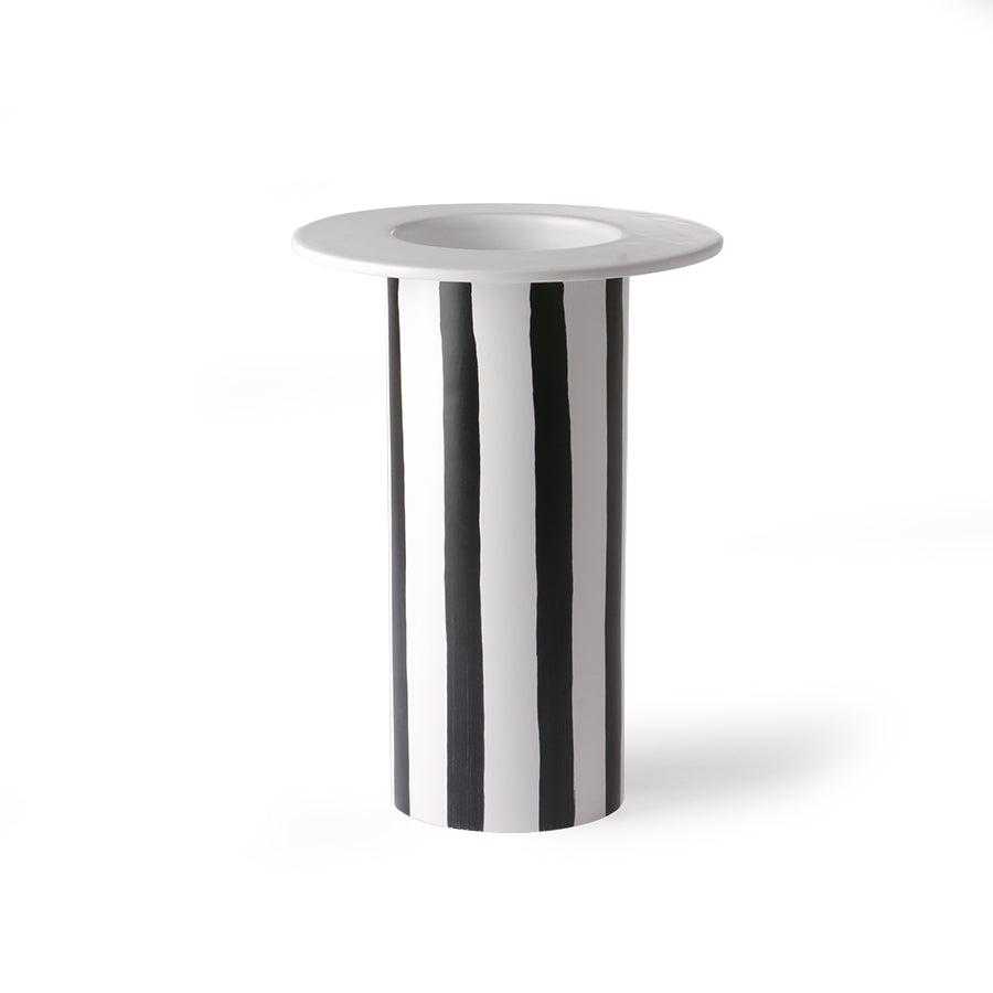 Ceramic Vase Black/White Striped