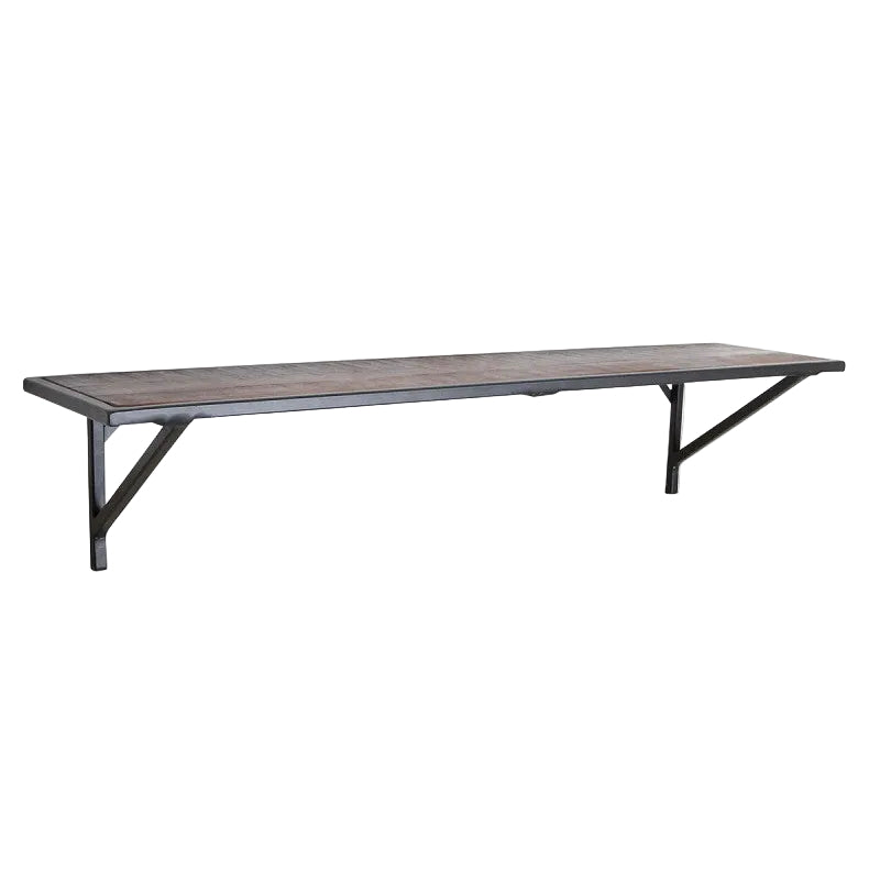 Wall Shelf Square Pipe Black Metal & Wood