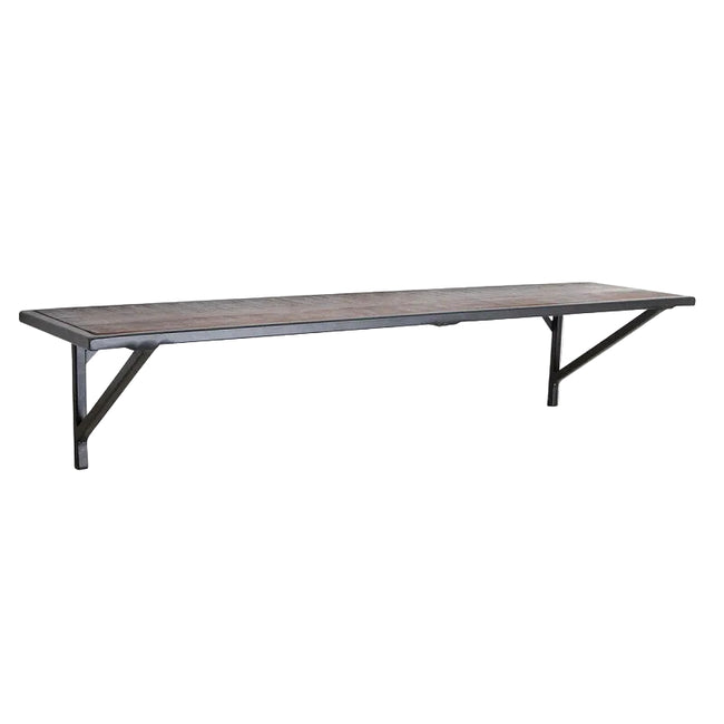 Wall Shelf Square Pipe Black Metal & Wood