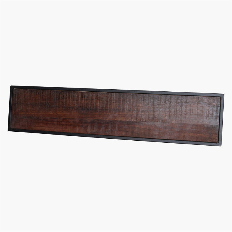 Wall Shelf Square Pipe Black Metal & Wood
