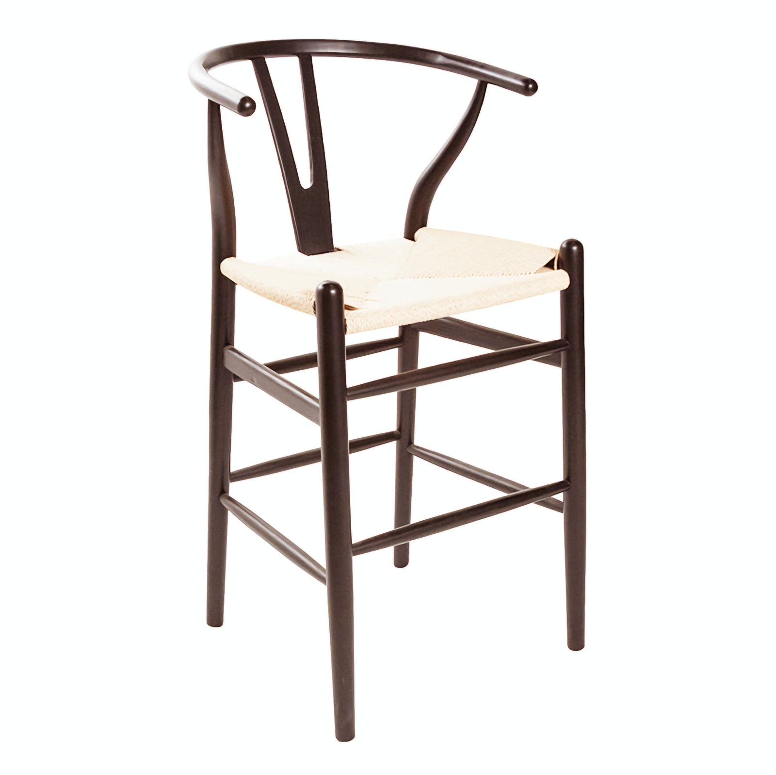 Hans J Wegner style Wishbone Bar Stool - Brown /Natural