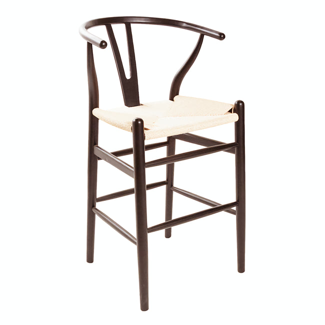 Hans J Wegner style Wishbone Bar Stool - Brown /Natural