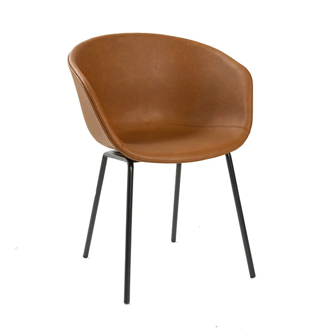 Vogue Faux Leather Brown Arm Chair - Metal Legs