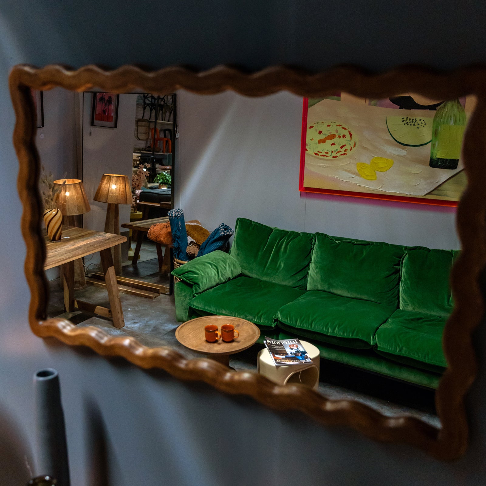 HKliving Retro Sofa 3 Seater Royal Velvet Green