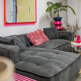 Cubic Left Corner Studio Sofa Charcoal Grey Corduroy