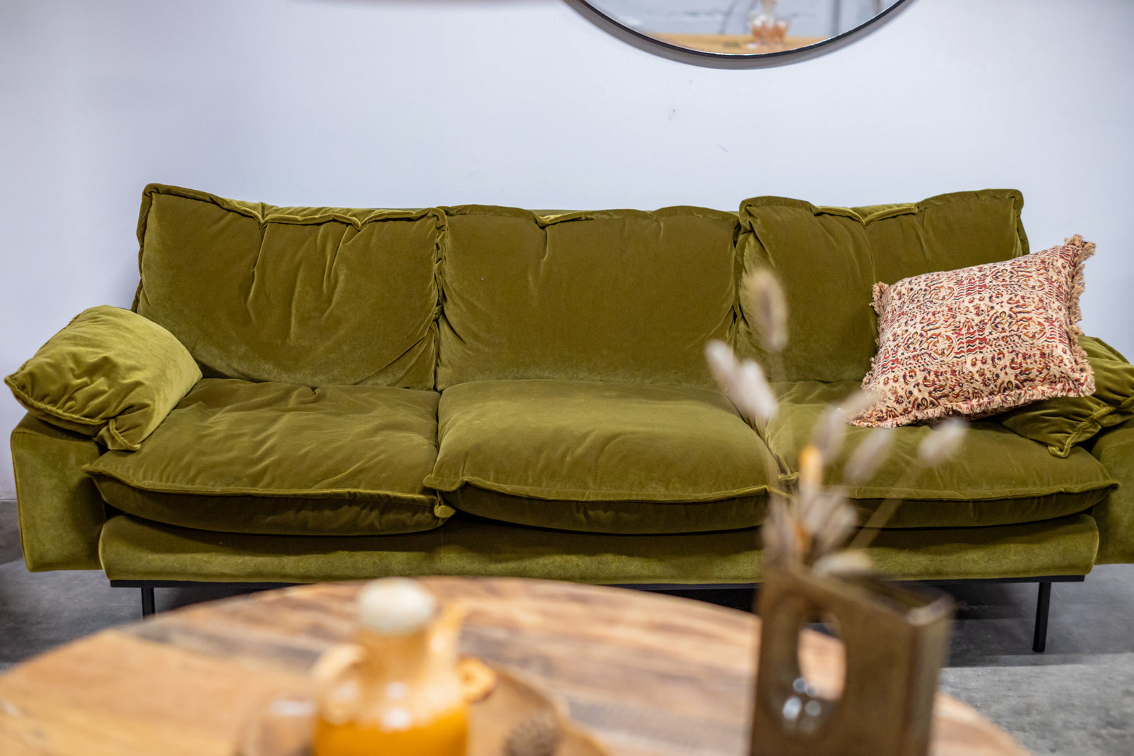 HKLIVING Retro Sofa 3-Seats Royal Velvet, Olive