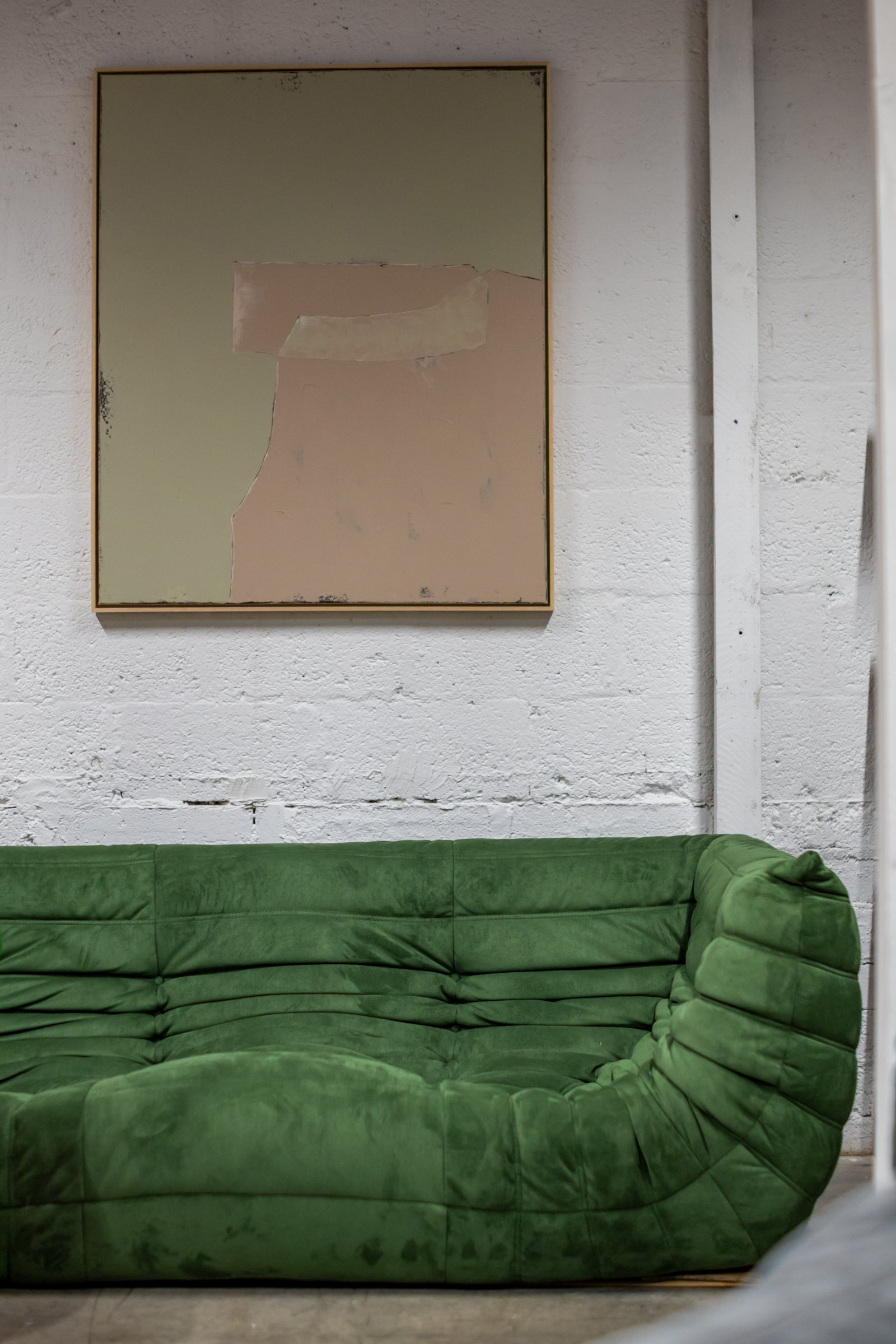 Togo Style Sofa Green Suede