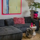 Cubic Left Corner Studio Sofa Charcoal Grey Corduroy