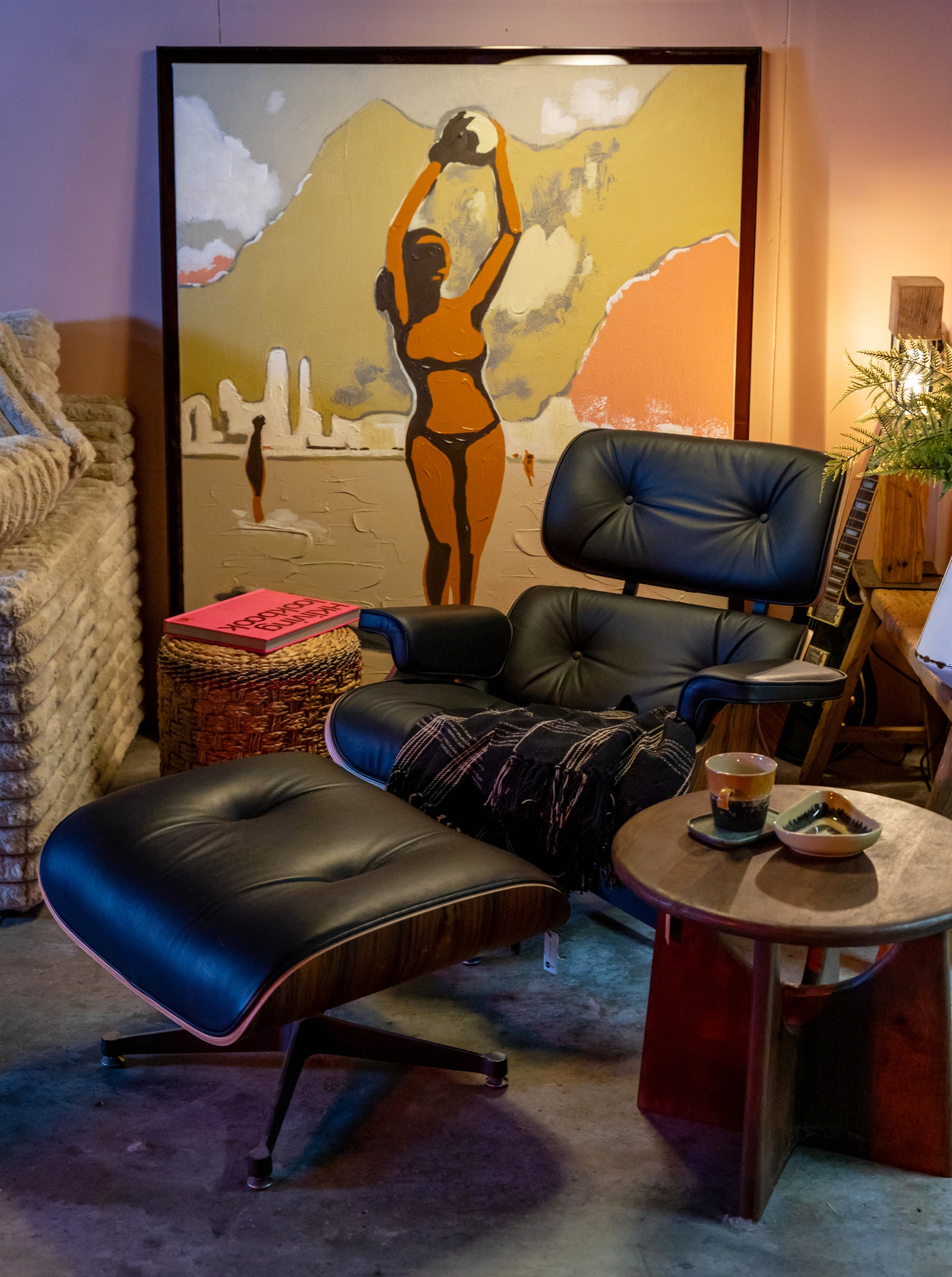 Iconic Lounge Chair and Ottoman - Rosewood & Black Leather