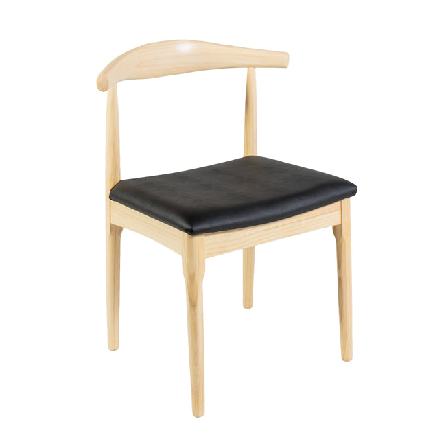Hans J Wegner style Pxi Chair - Natural / Black Faux Seat