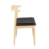 Hans J Wegner style Pxi Chair - Natural / Black Faux Seat