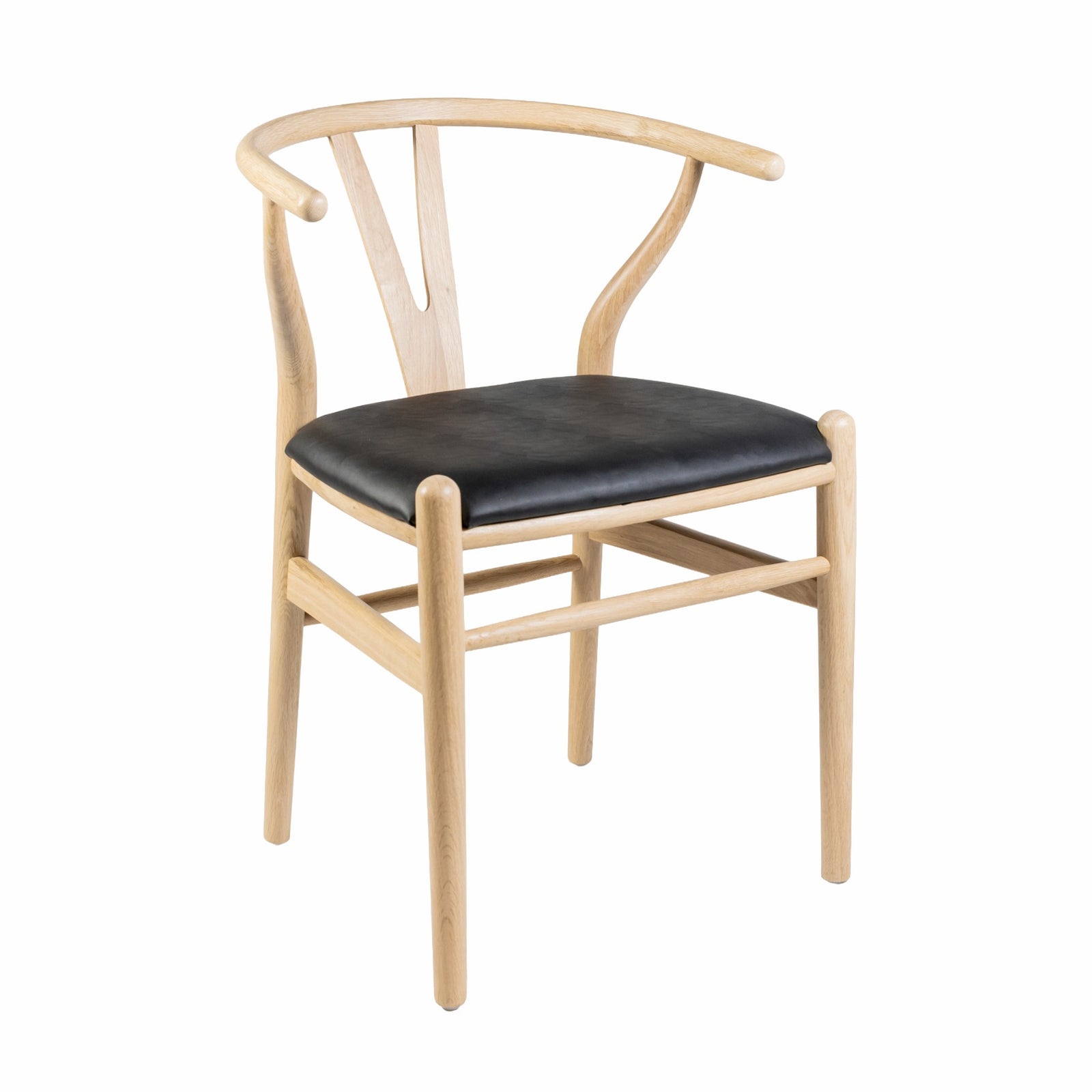 Hans J Wegner style Wishbone Chair - Natural / Black Faux Seat