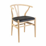 Hans J Wegner style Wishbone Chair - Natural / Black Faux Seat