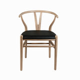 Hans J Wegner style Wishbone Chair - Natural / Black Faux Seat