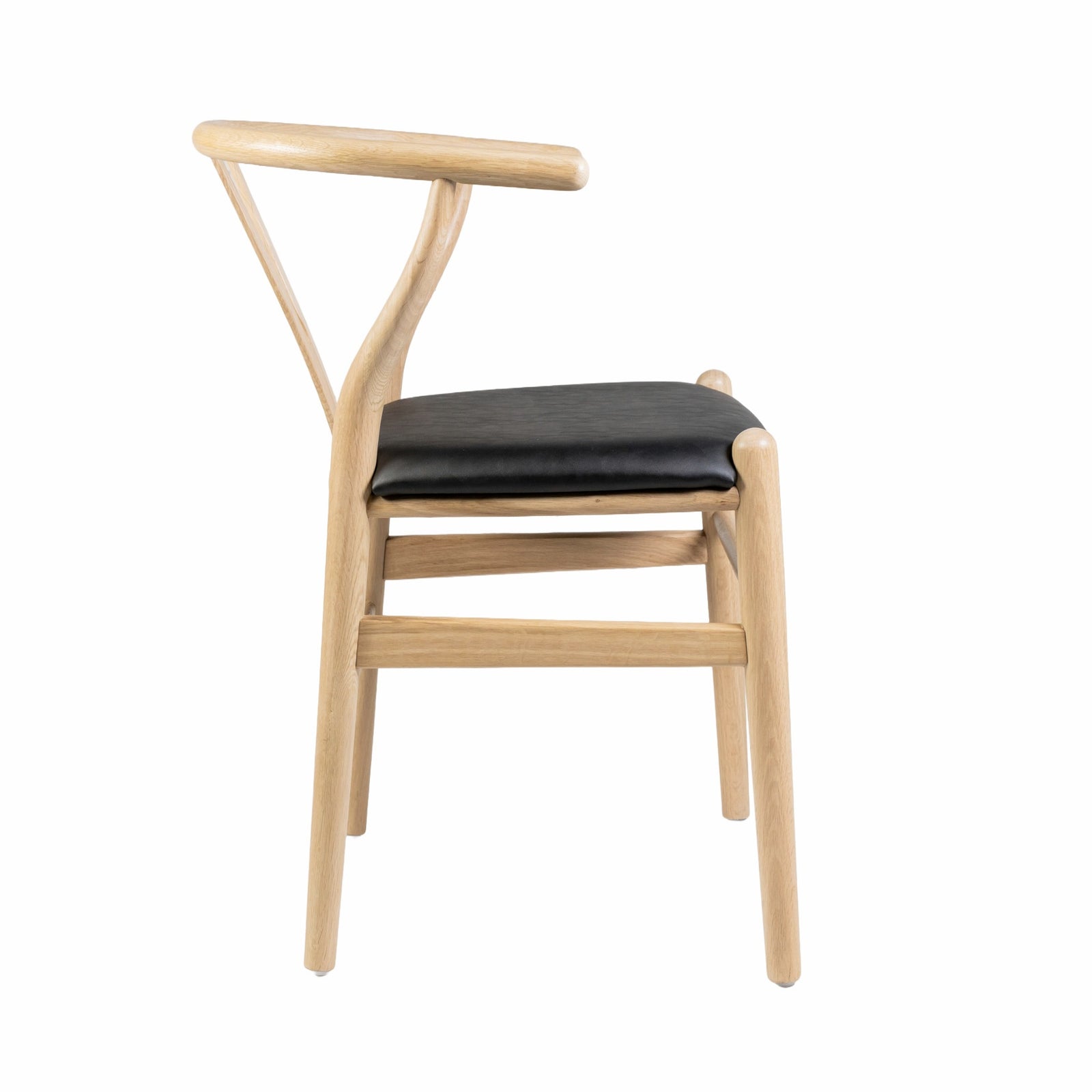 Hans J Wegner style Wishbone Chair - Natural / Black Faux Seat