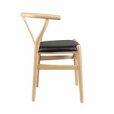Hans J Wegner style Wishbone Chair - Natural / Black Faux Seat