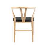 Hans J Wegner style Wishbone Chair - Natural / Black Faux Seat