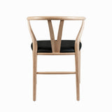 Hans J Wegner style Wishbone Chair - Natural / Black Faux Seat