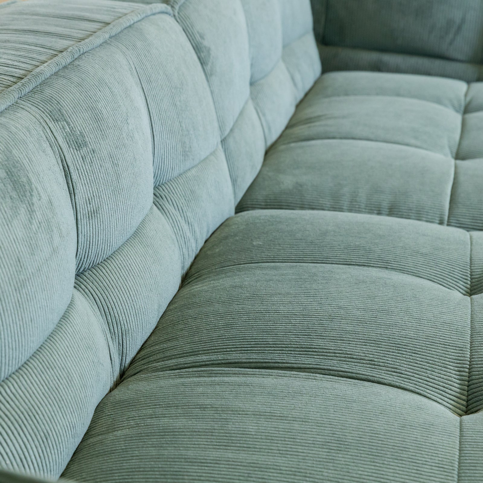 Cubic Right Corner Studio Sofa Teal Corduroy