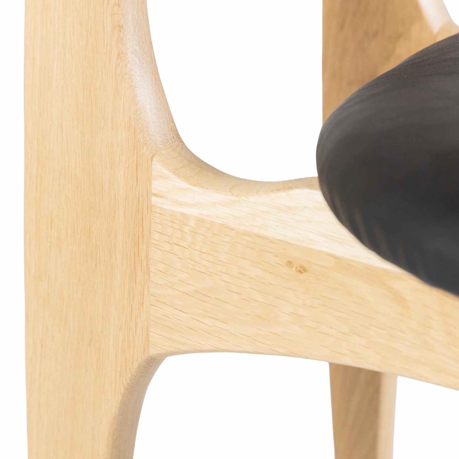 Emily Dining Chair Oak - Padded Seat Faux Leather Black