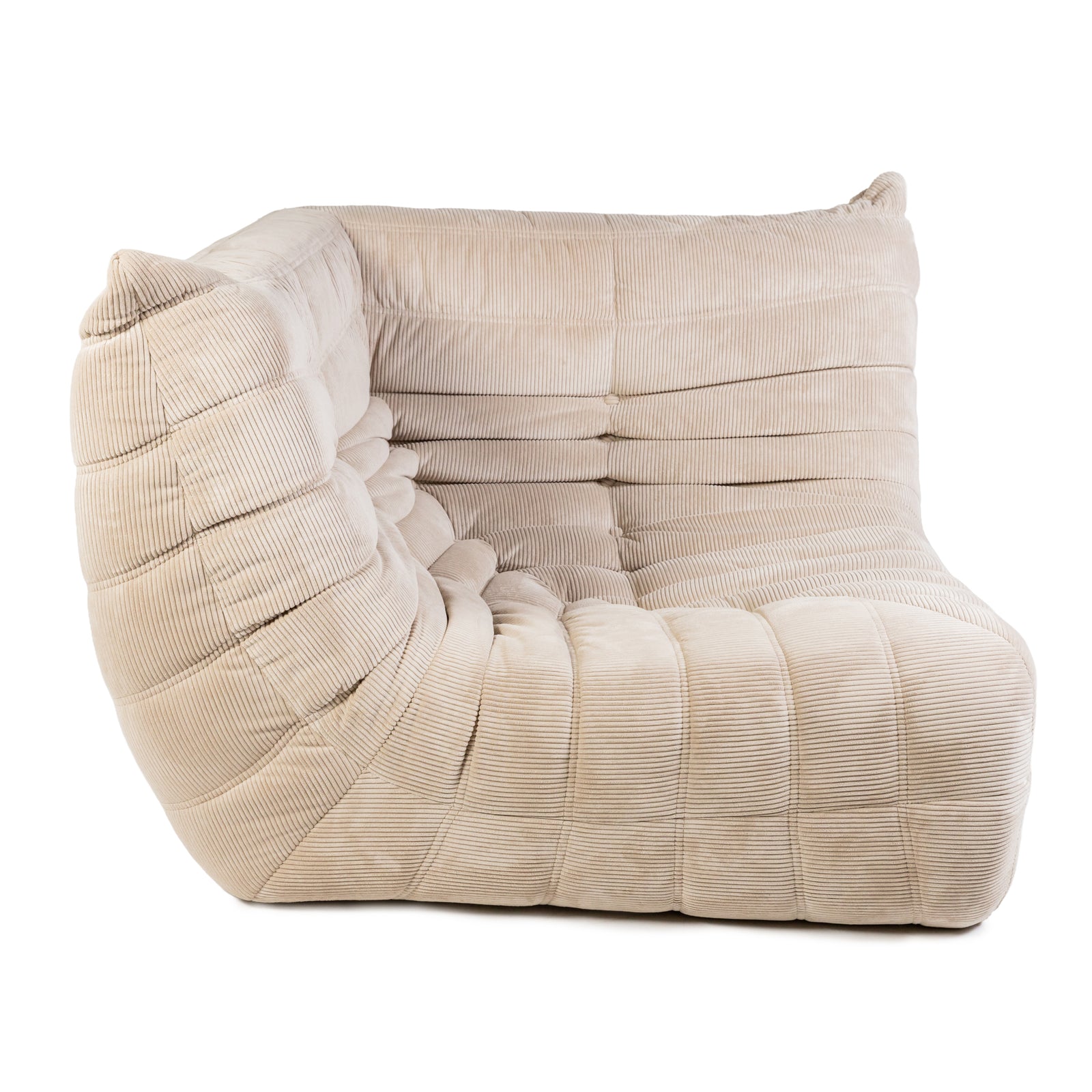 Togo Style Sofa Latte Grey Corduroy Corner