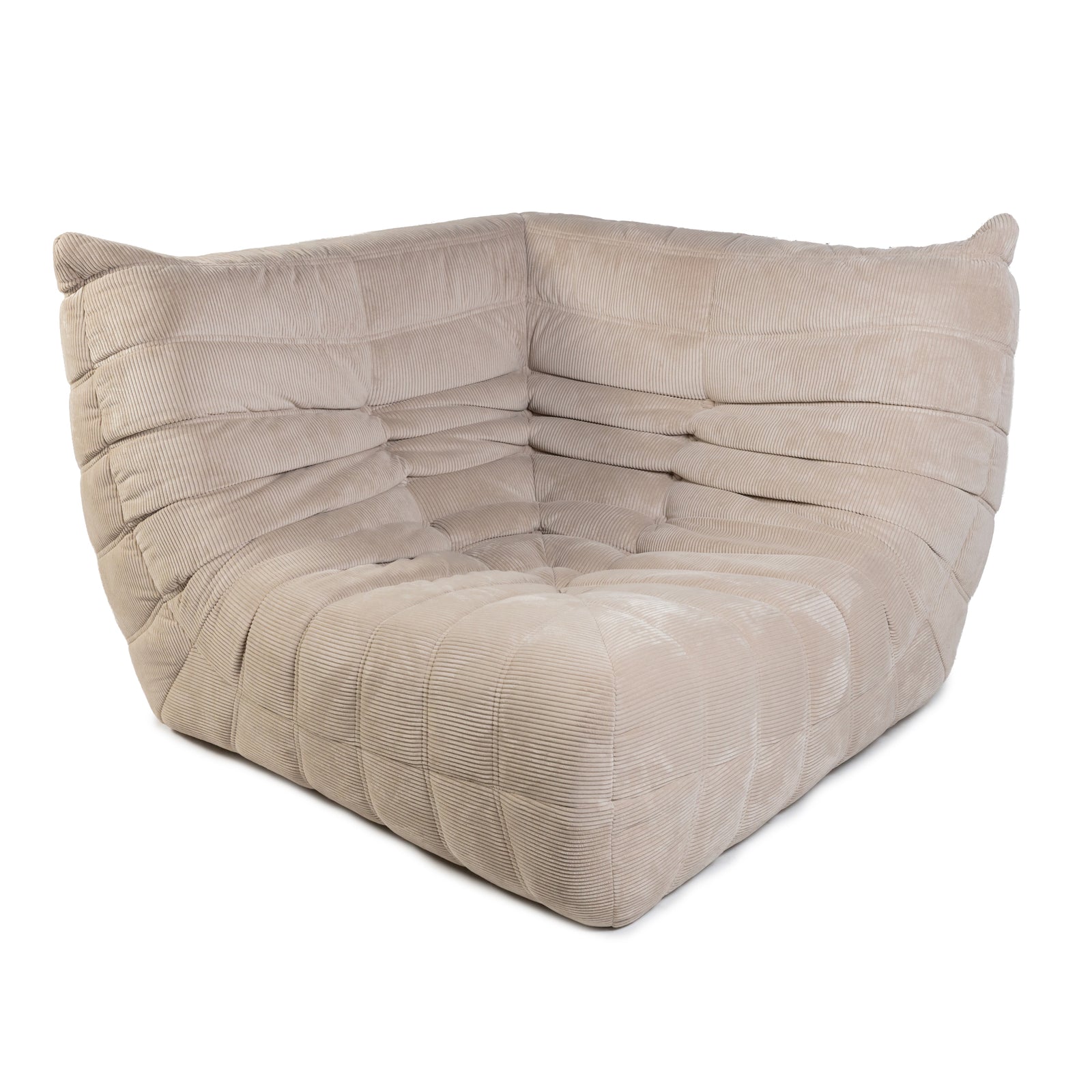 Togo Style Sofa Latte Grey Corduroy Corner