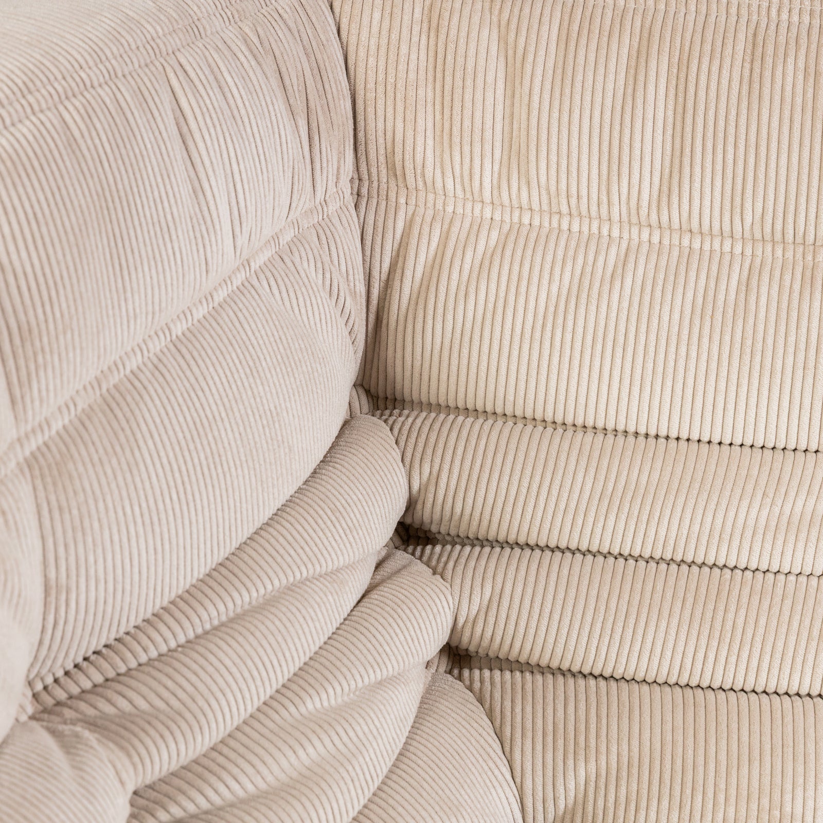 Togo Style Sofa Latte Grey Corduroy Corner