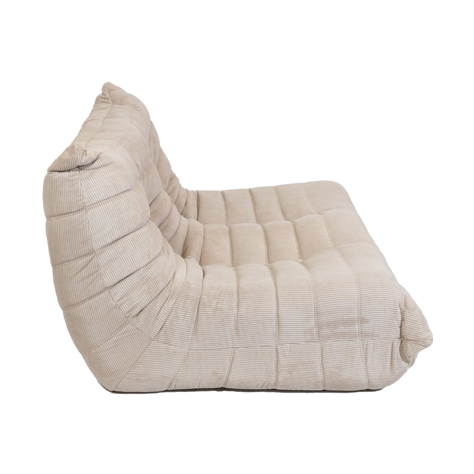 Togo Style Sofa Latte Grey Corduroy 2 Seater