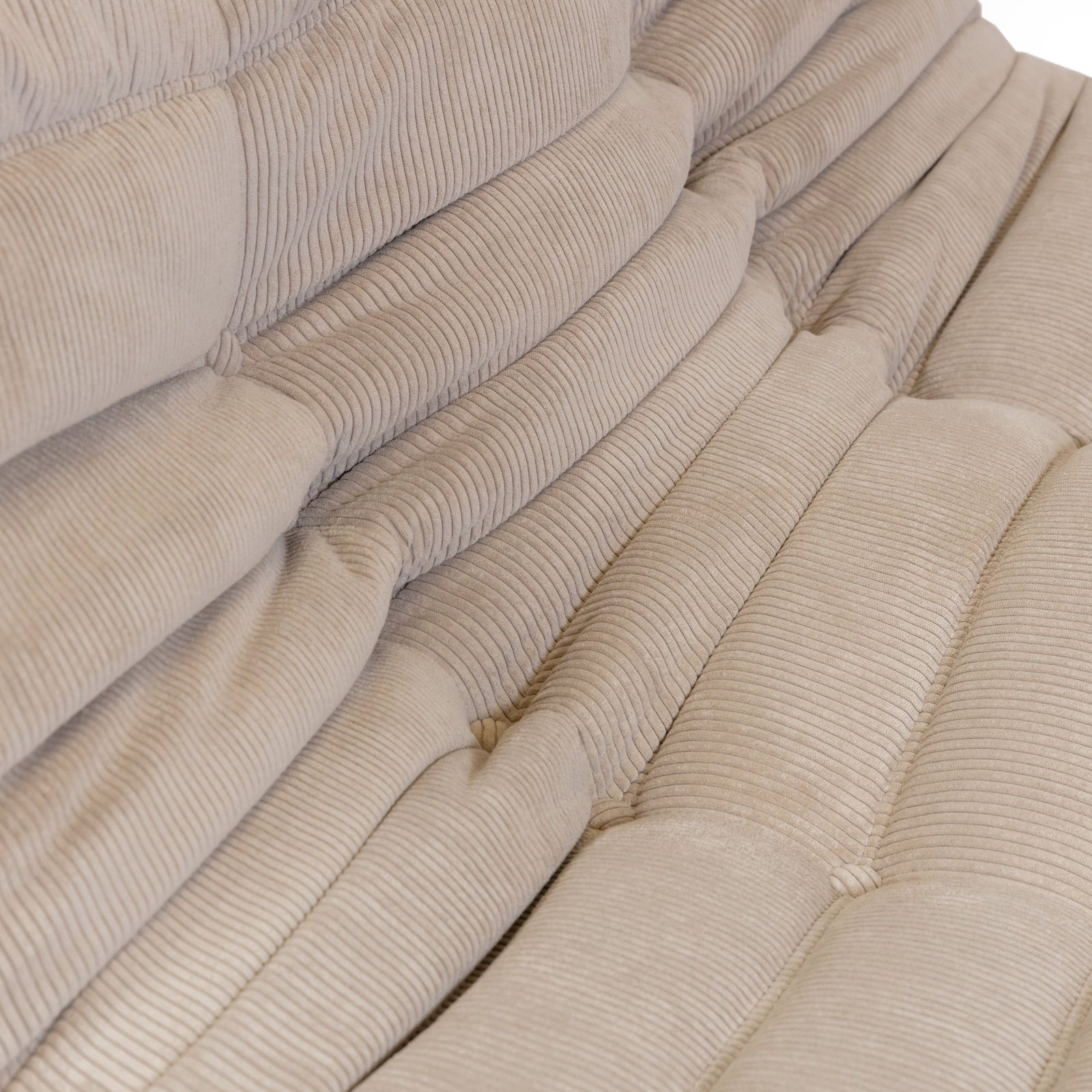 Togo Style Sofa Latte Grey Corduroy 2 Seater