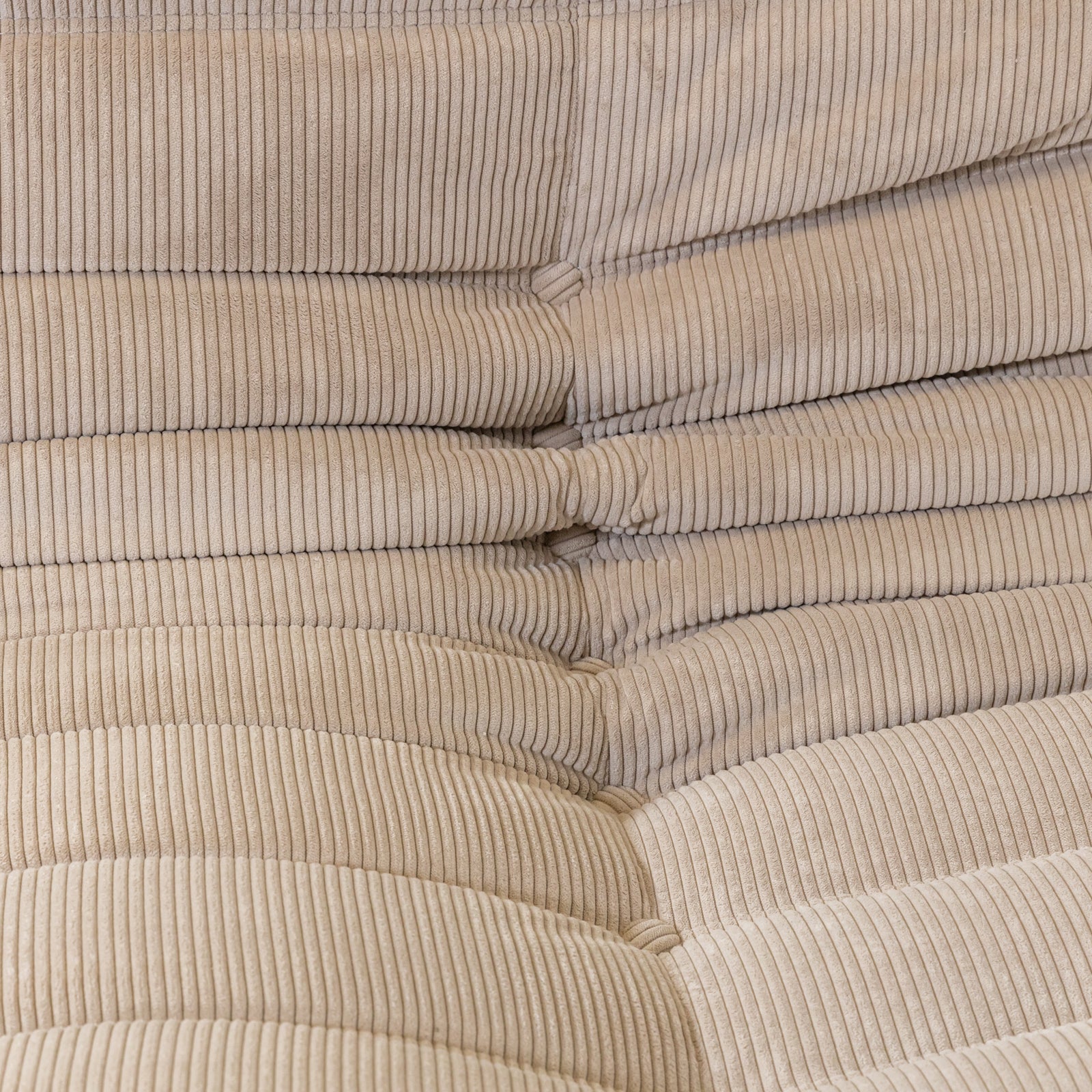 Togo Style Sofa Latte Grey Corduroy 2 Seater