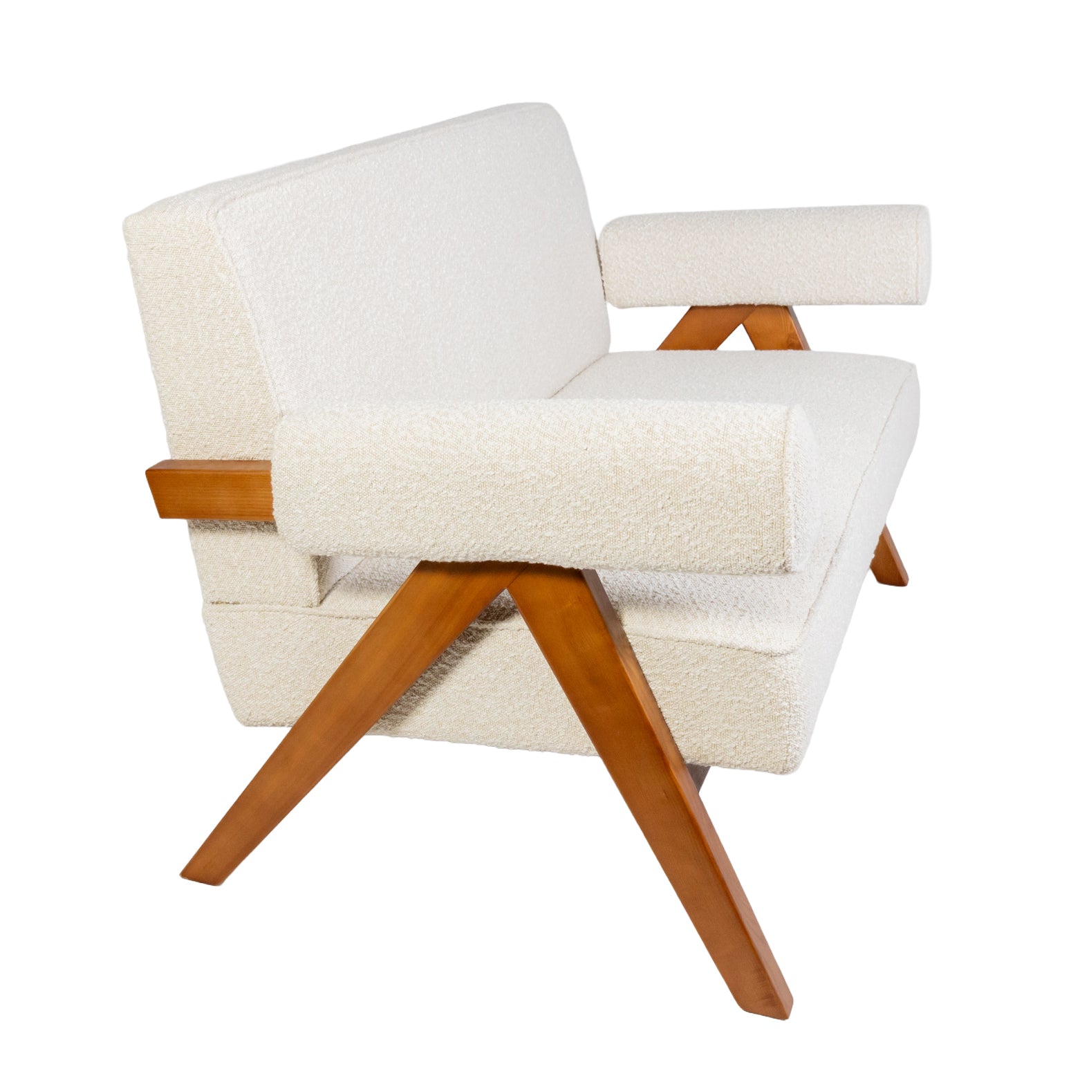 Pierre Jeanneret Style Easy Sofa Boucle White