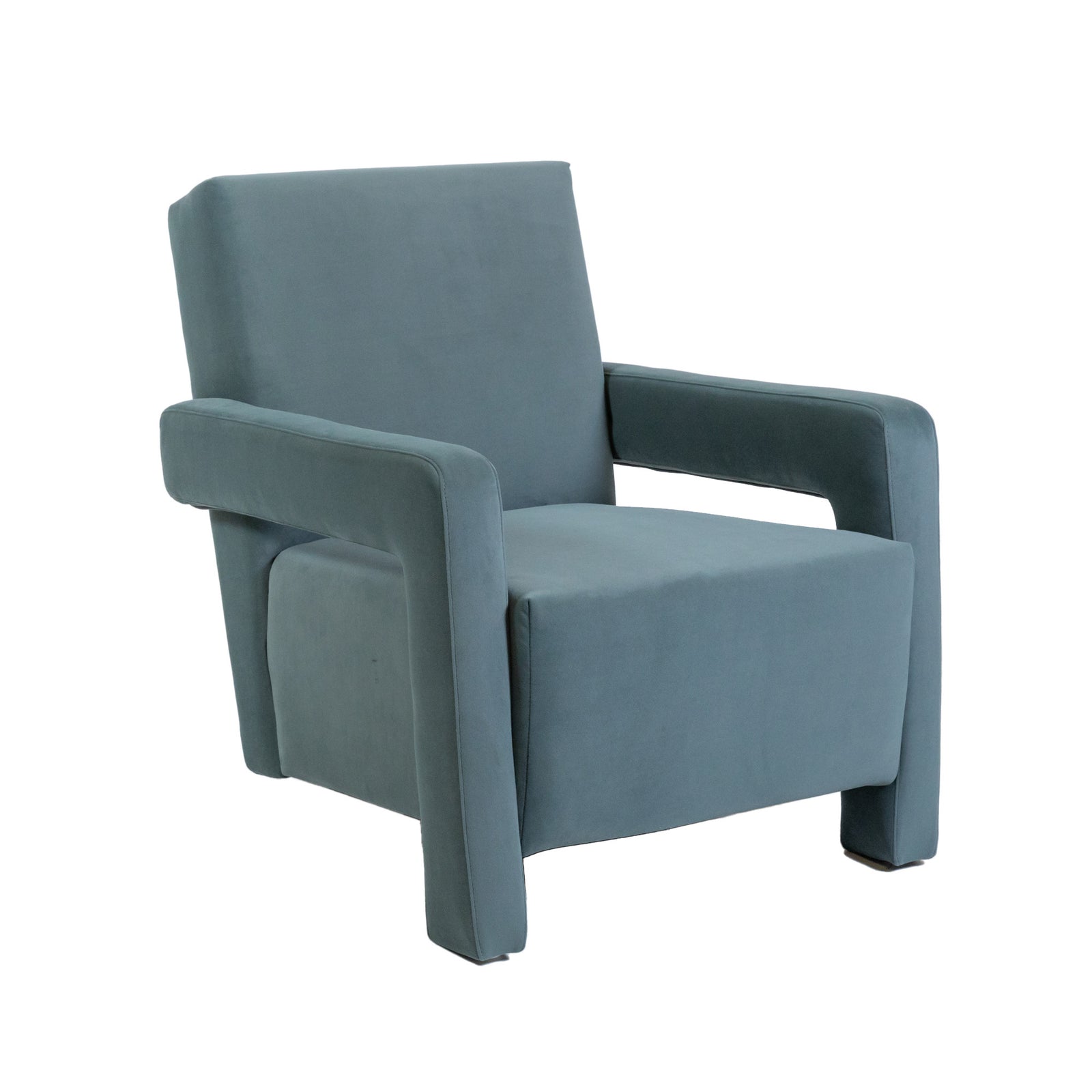 Utrecht Style Armchair Steel Blue Velvet