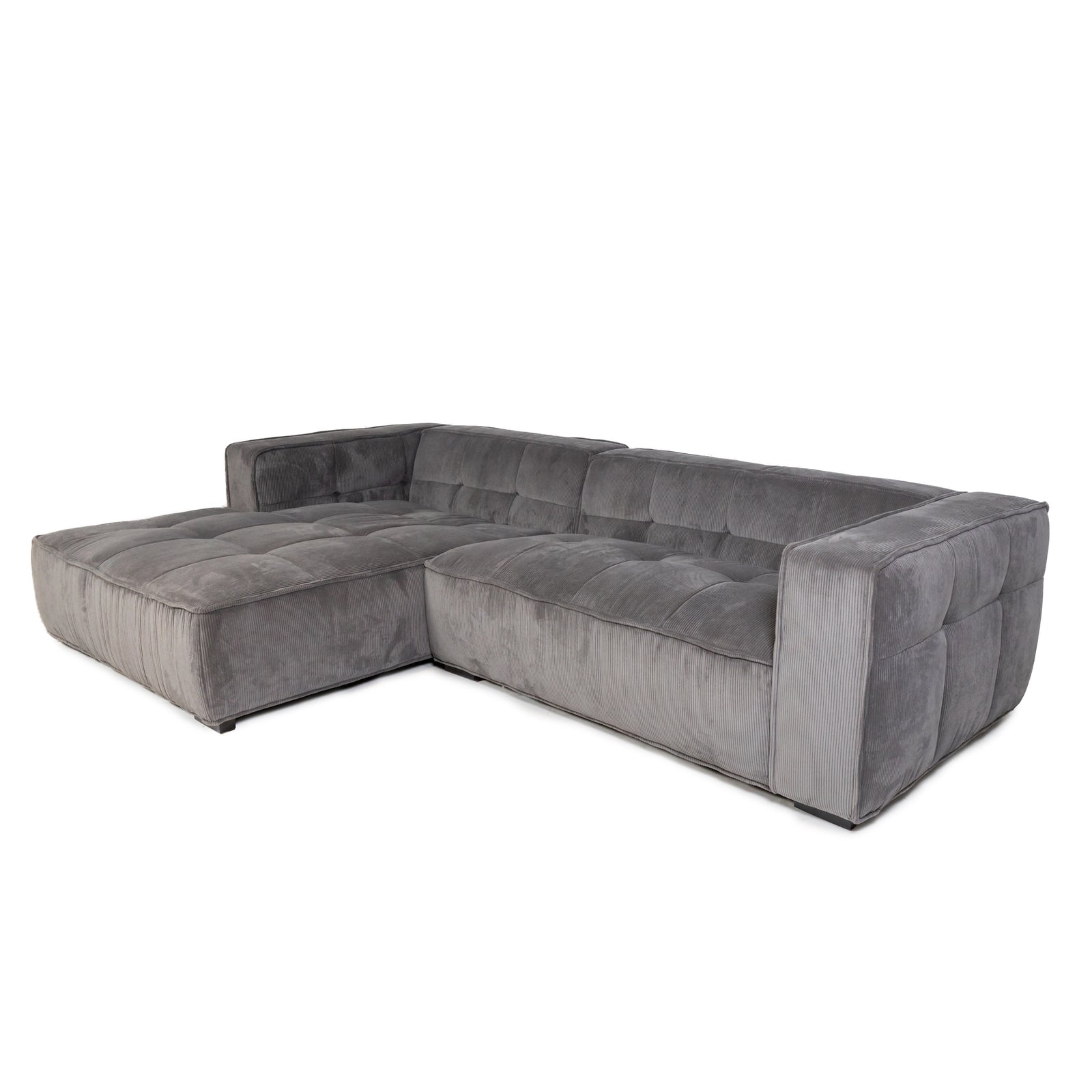Cubic Right Corner Studio Sofa Charcoal Grey Corduroy