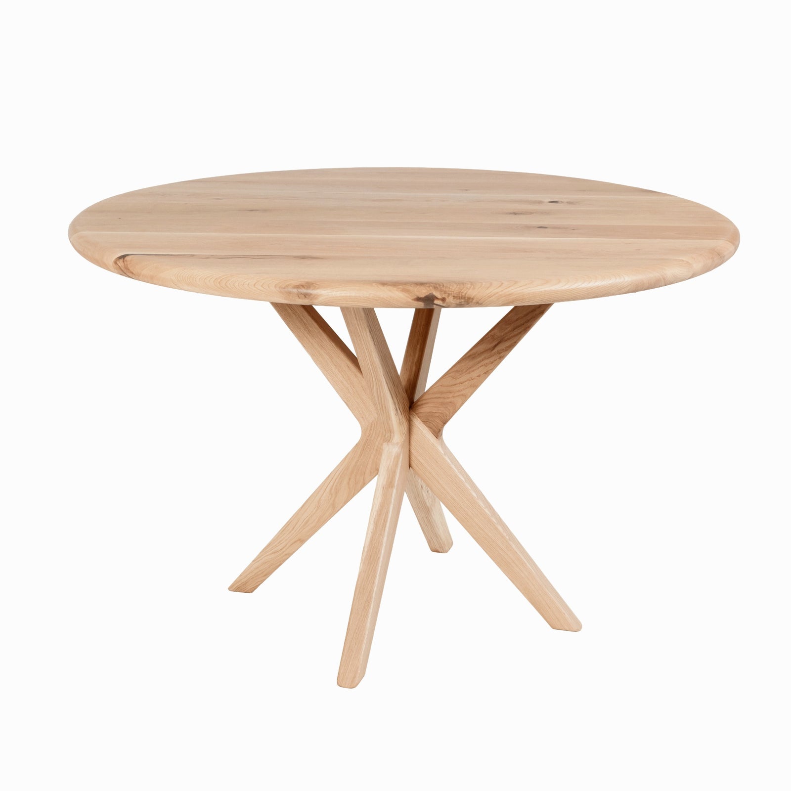 Solid Oak Round Dining Table by Strachel A.F. /  Slimline Oak Star Frame