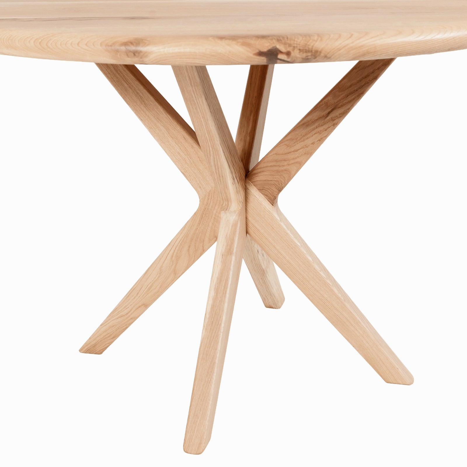 Solid Oak Round Dining Table by Strachel A.F. /  Slimline Oak Star Frame