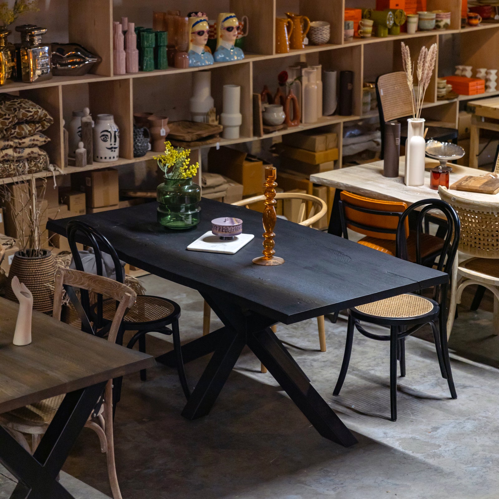 Solid Oak Dining Table Burnt / Star Frame / Strachel A.F.