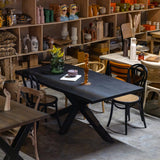 Solid Oak Dining Table Burnt / Star Frame / Strachel A.F.