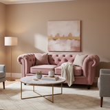 2 Seater Chesterfield Sofa Dusty Pink Velvet
