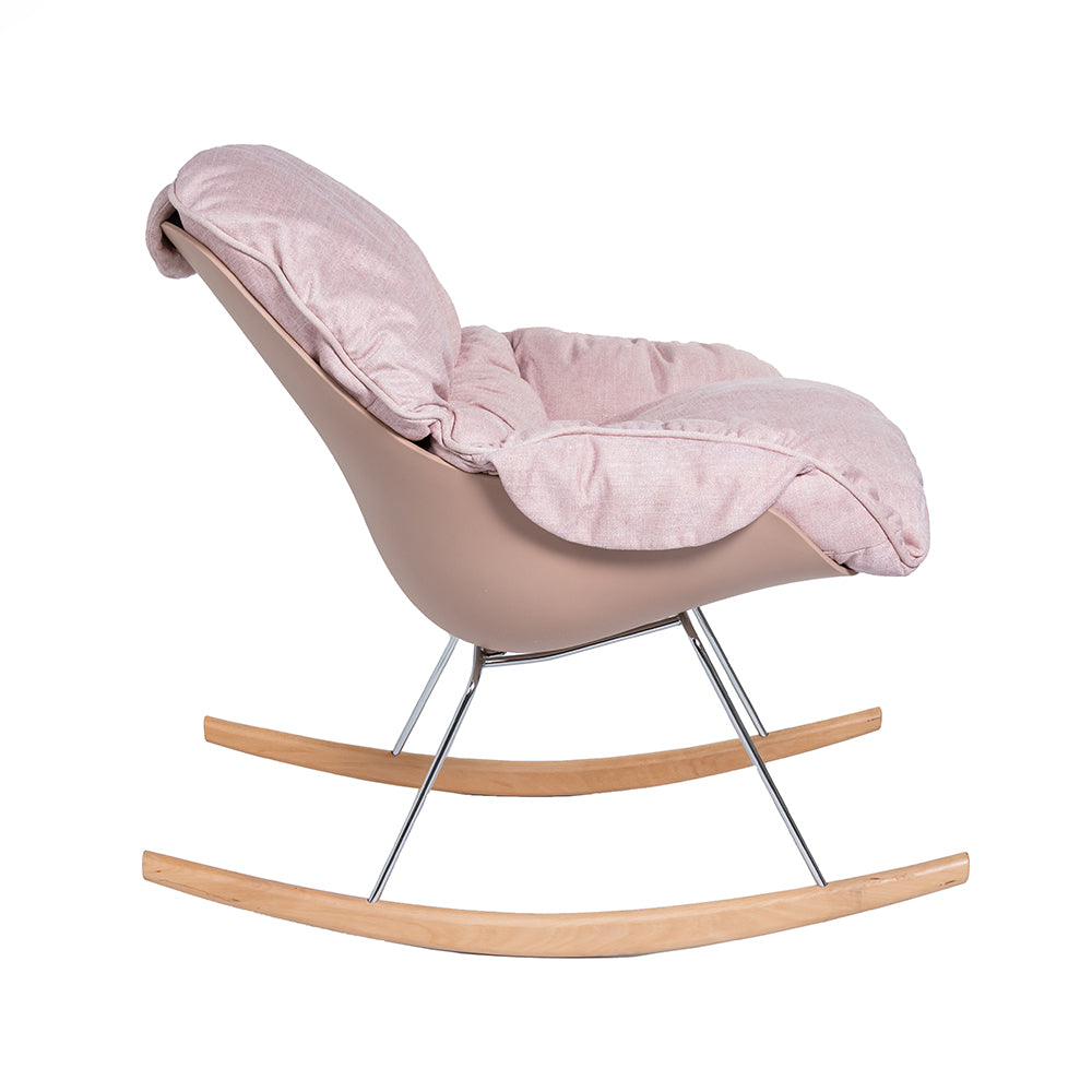 Fabric Soft Seat Rocking Chair Pastel Pink