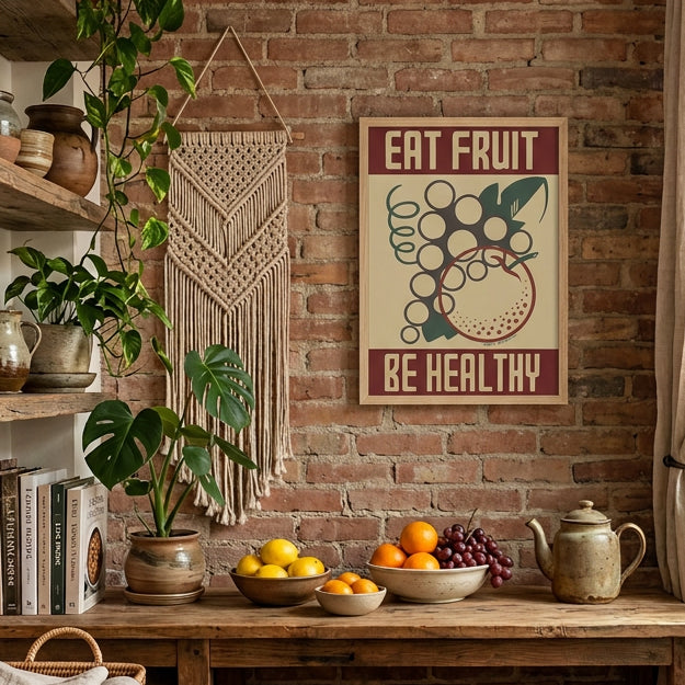 Eat Fruit Be Healthy 30x40 Oak Frame