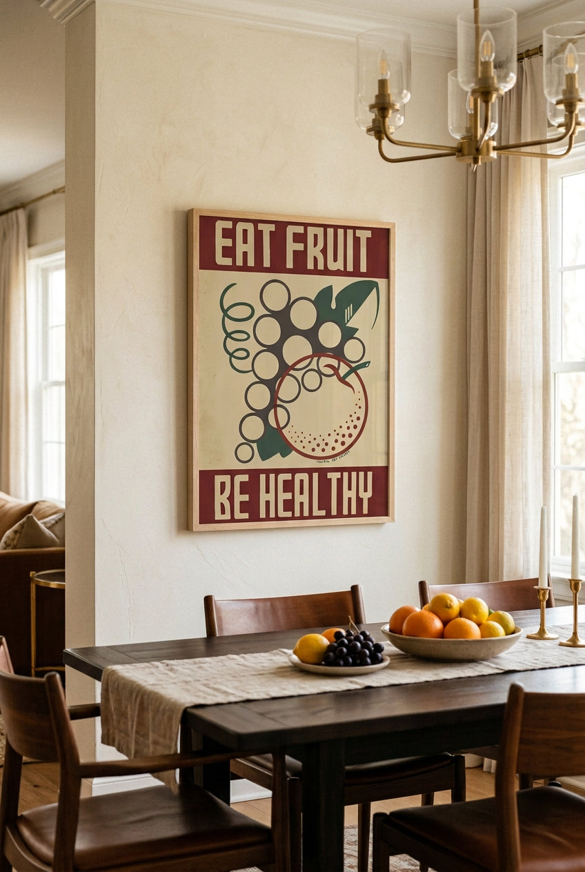Eat Fruit Be Healthy 30x40 Oak Frame