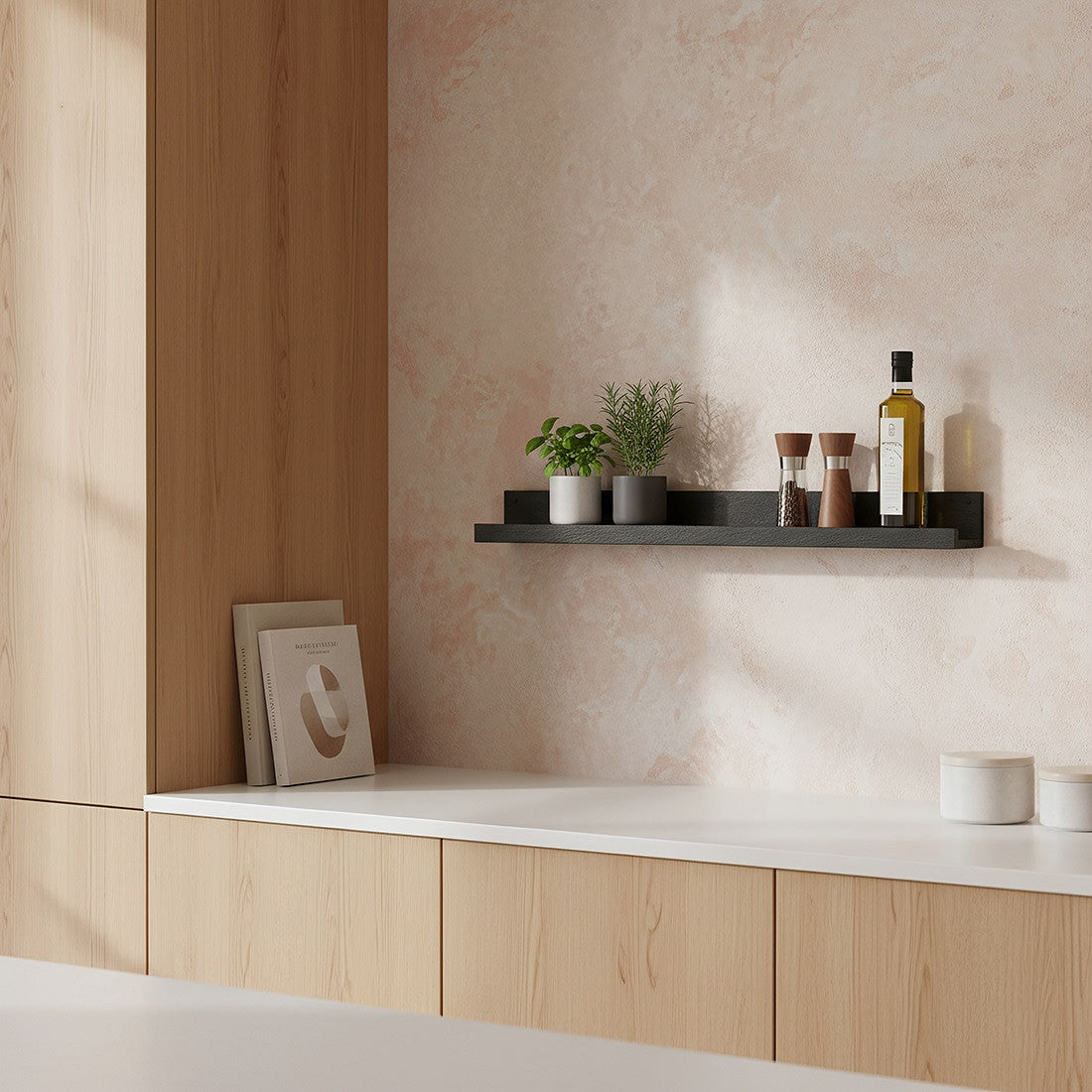 Elements wall shelf black 75cm