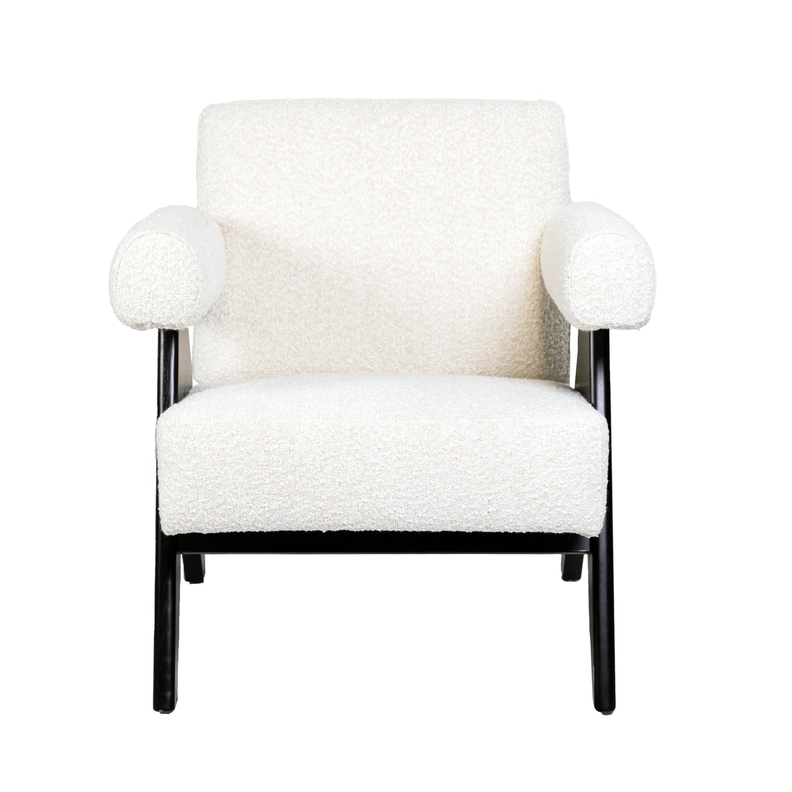 Pierre Jeanneret Style Easy Armchair White Boucle
