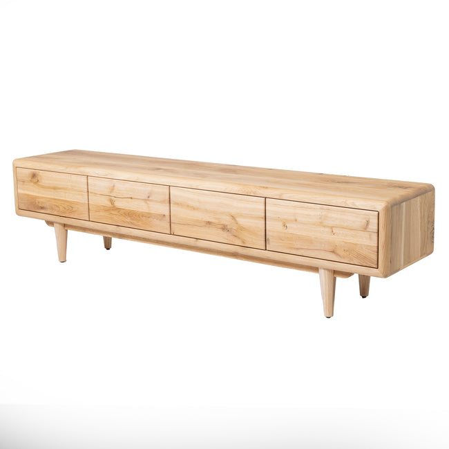 Solid Oak 4 Drawers Scandia Low Unit L 200cm