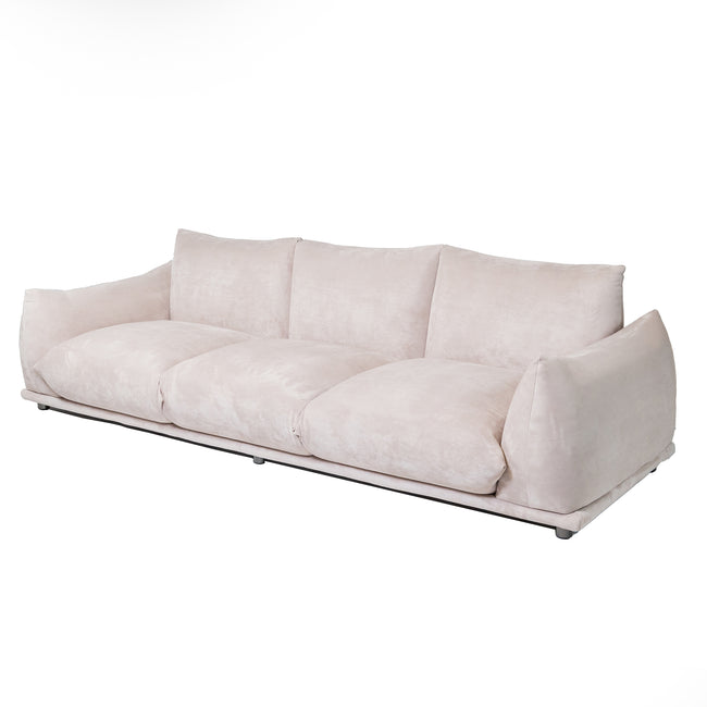 Marenco Style Sofa Light Grey Suede 3 Seater