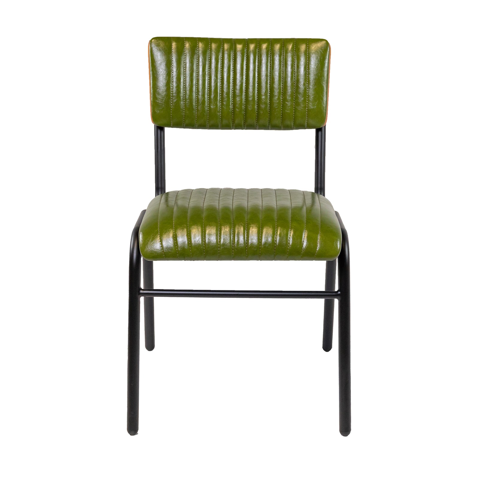 Hipster Leather Upholstered Metal Side Chair - Green