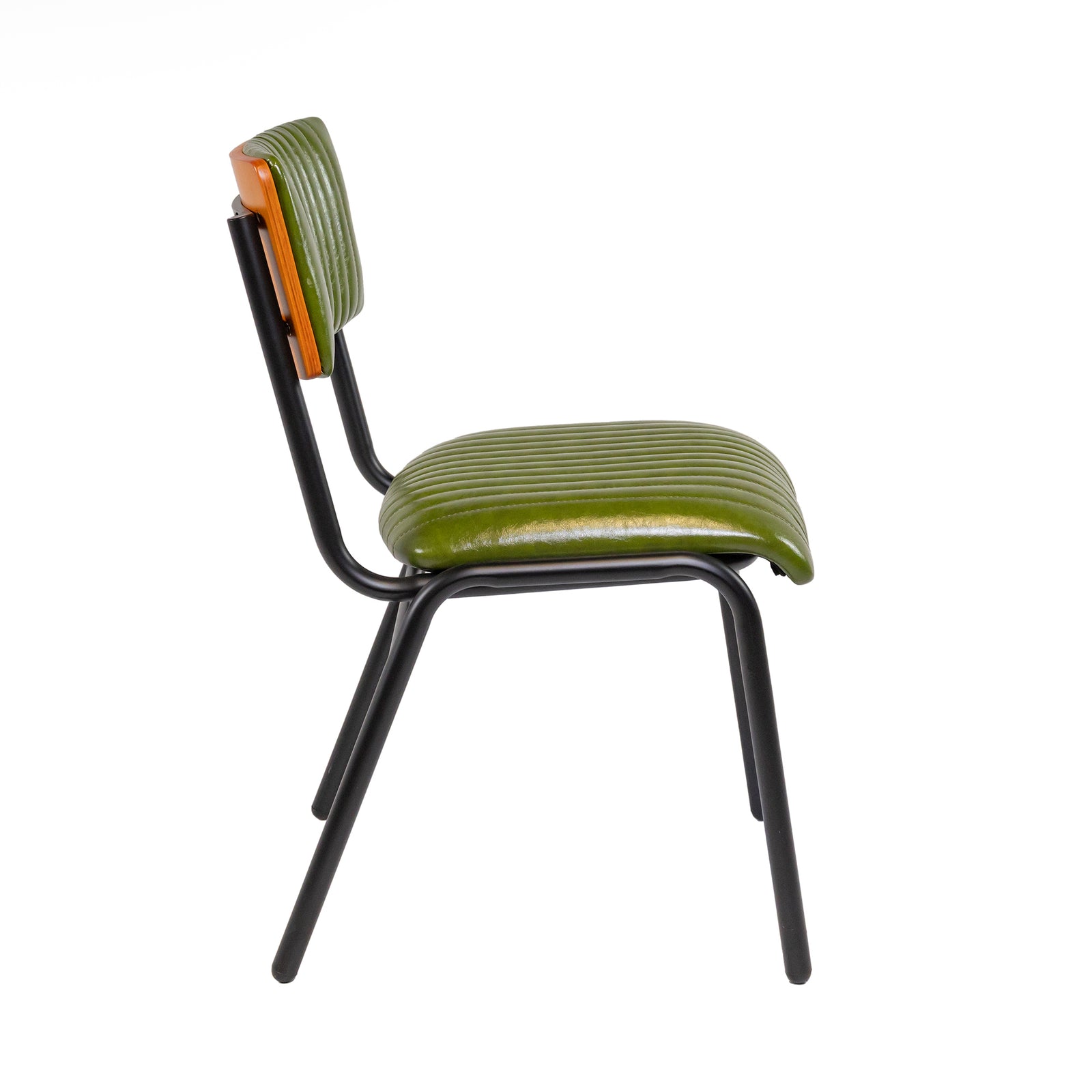 Hipster Leather Upholstered Metal Side Chair - Green
