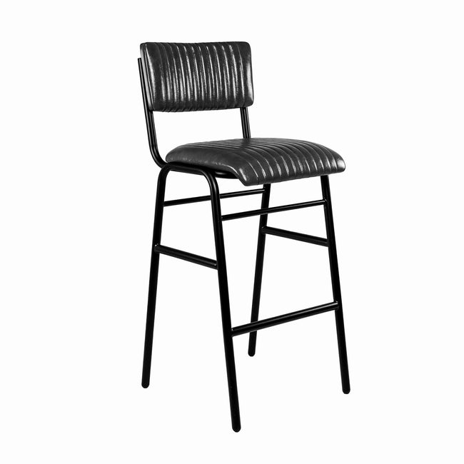 Hipster Leather Upholstered Bar Stool Black