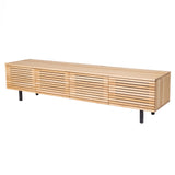 Solid Oak 4 Doors Slatted Low Unit L 200cm / Strachel A.F.